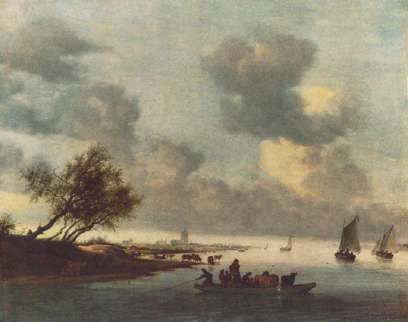 RUYSDAEL, Salomon van A Ferry Boat near Arnheim sg